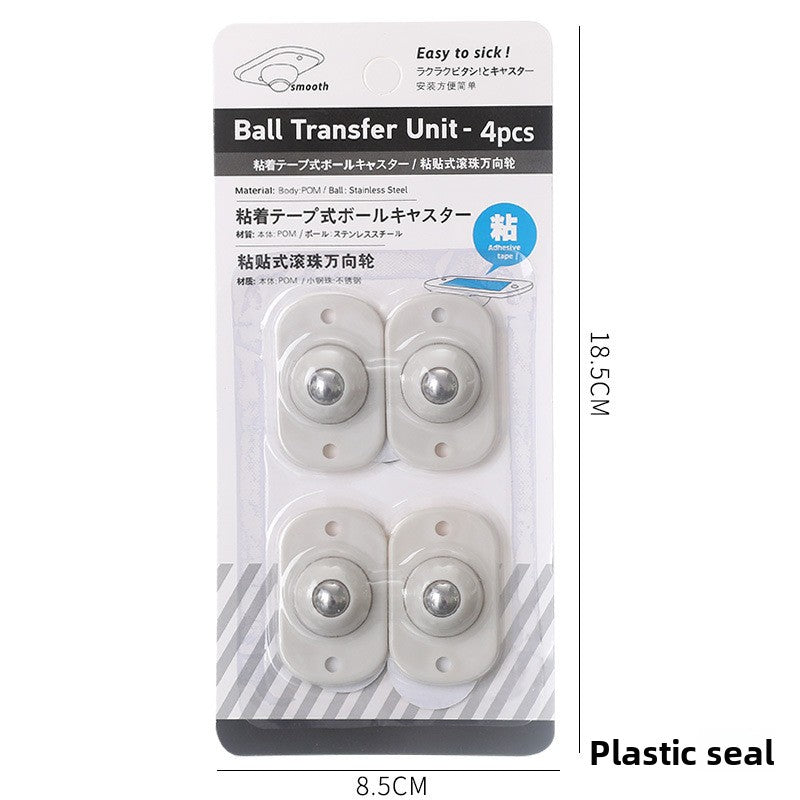 Punch-free adhesive storage box bottom small wheel