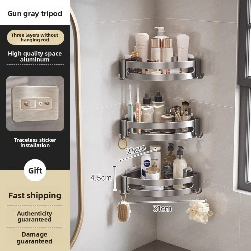 punch-free bathroom wall-mounted storage rack