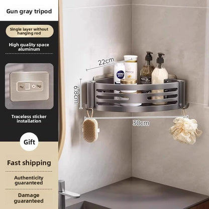 punch-free bathroom wall-mounted storage rack
