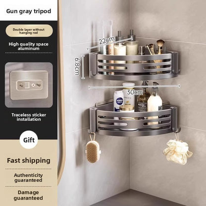 punch-free bathroom wall-mounted storage rack