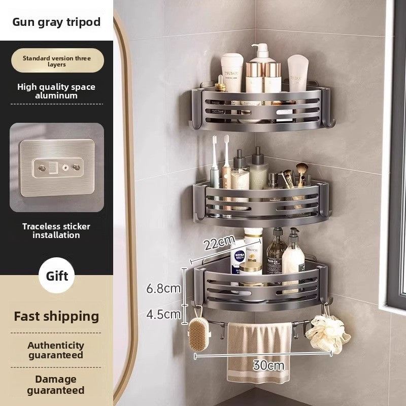punch-free bathroom wall-mounted storage rack