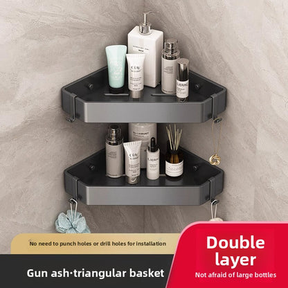 punch-free bathroom wall-mounted storage rack