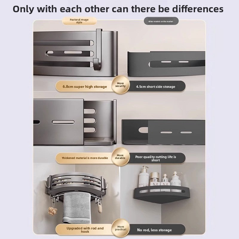 punch-free bathroom wall-mounted storage rack