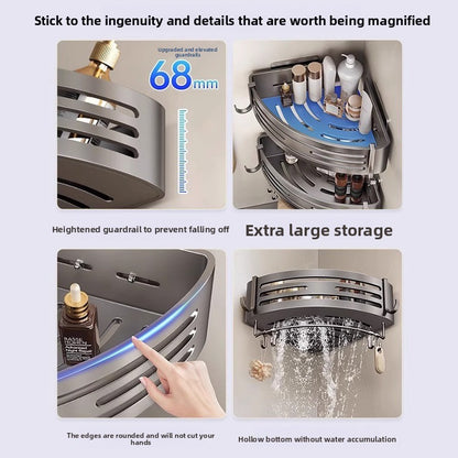 punch-free bathroom wall-mounted storage rack