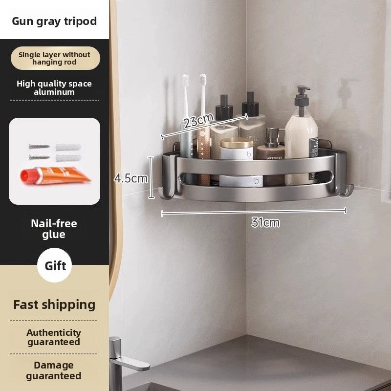 punch-free bathroom wall-mounted storage rack