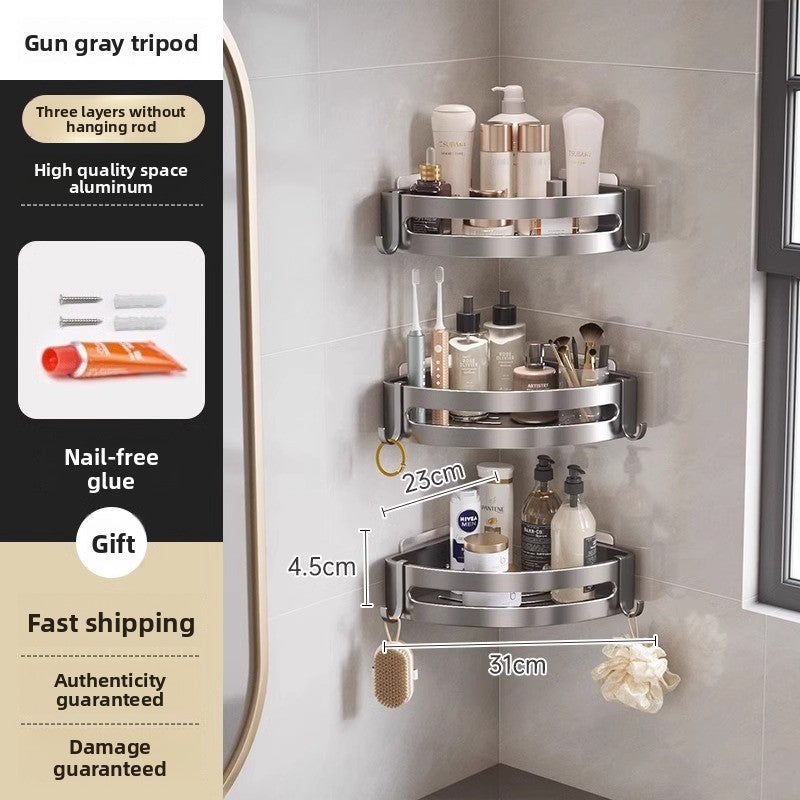 punch-free bathroom wall-mounted storage rack