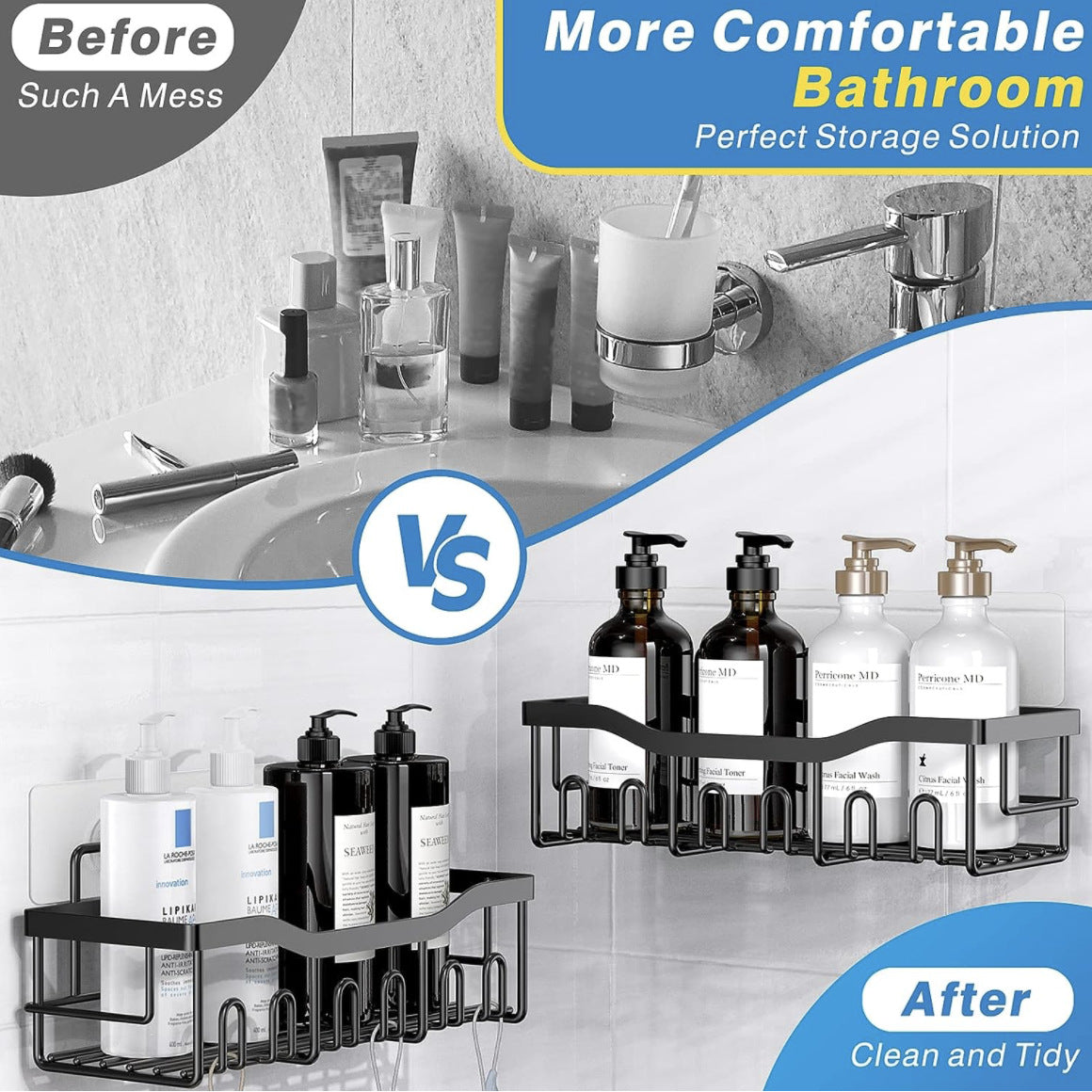Punch-free Bathroom Wall Storage Rack