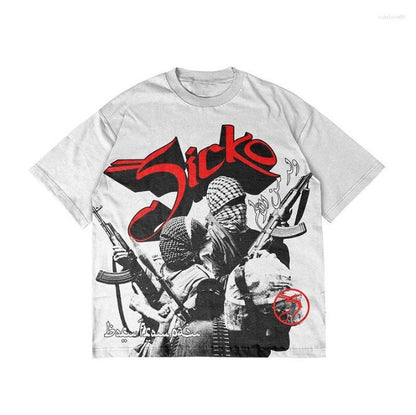 Punk casual cotton loose T-shirt