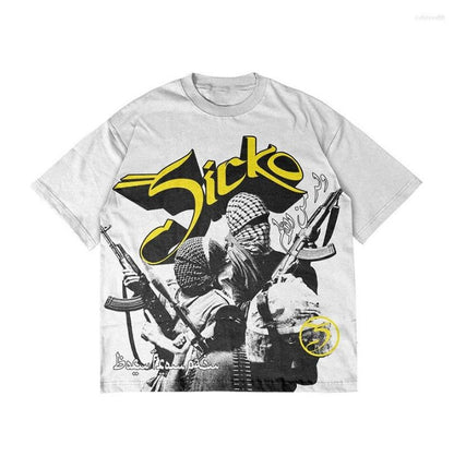 Punk casual cotton loose T-shirt