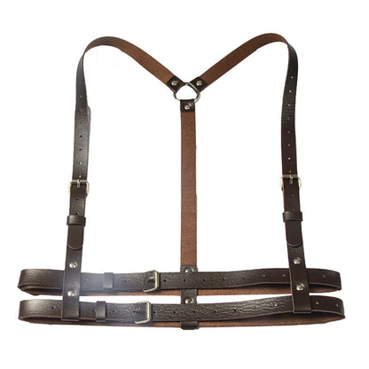 Punk double-layered leather waist restraint belt