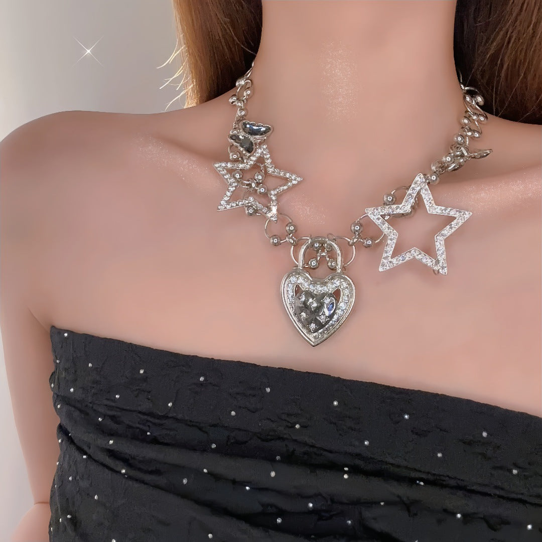 Punk Gothic Star Heart Necklace