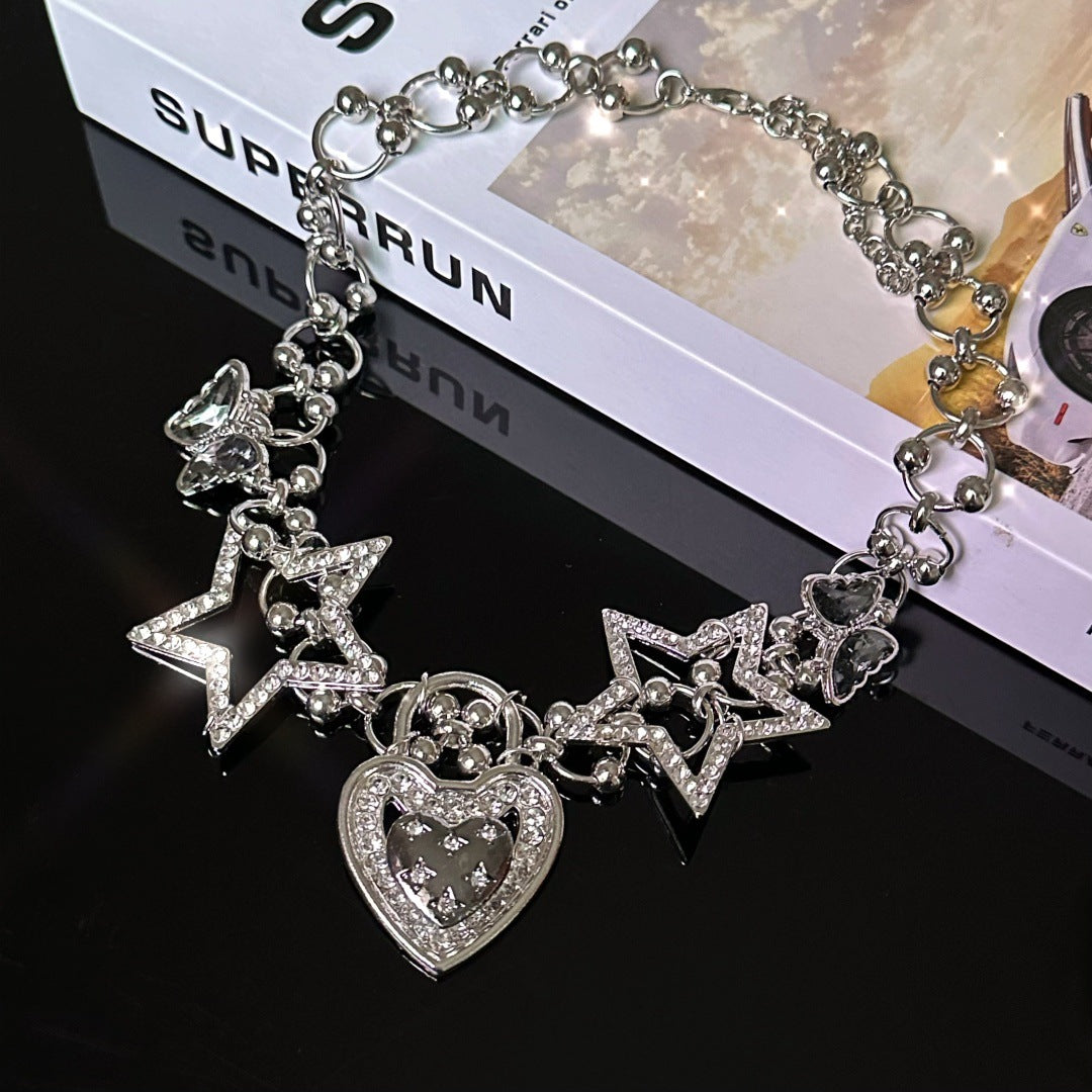 Punk Gothic Star Heart Necklace