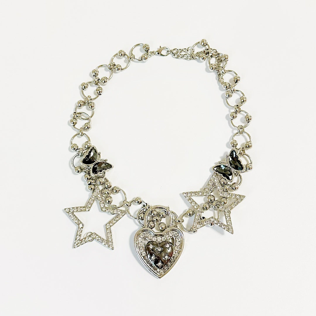Punk Gothic Star Heart Necklace