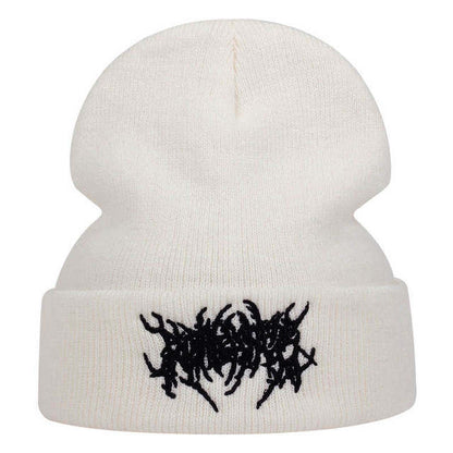 Punk Hip Hop Embroidered Knitted Hat