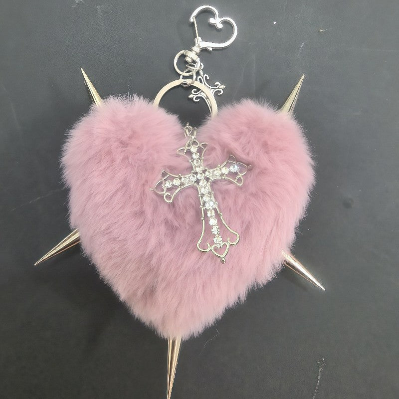Punk Plush Heart Rivet Hair Clip