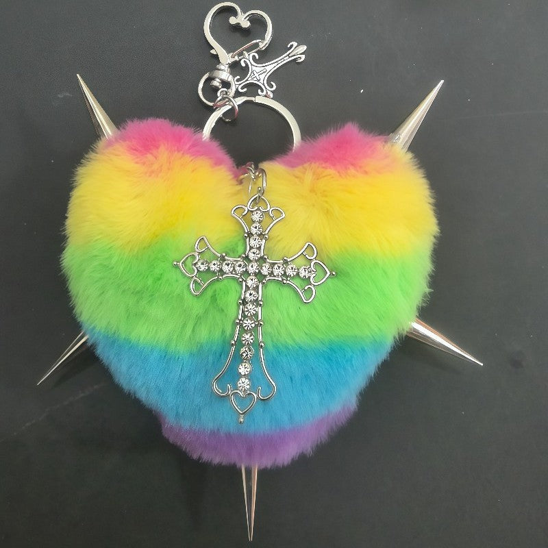 Punk Plush Heart Rivet Hair Clip