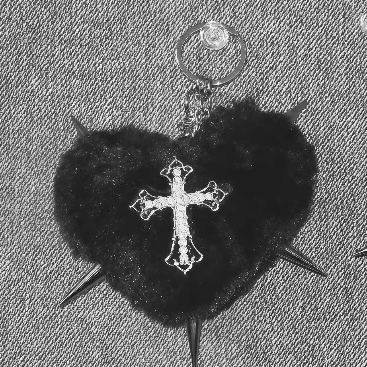 Punk Plush Heart Rivet Hair Clip