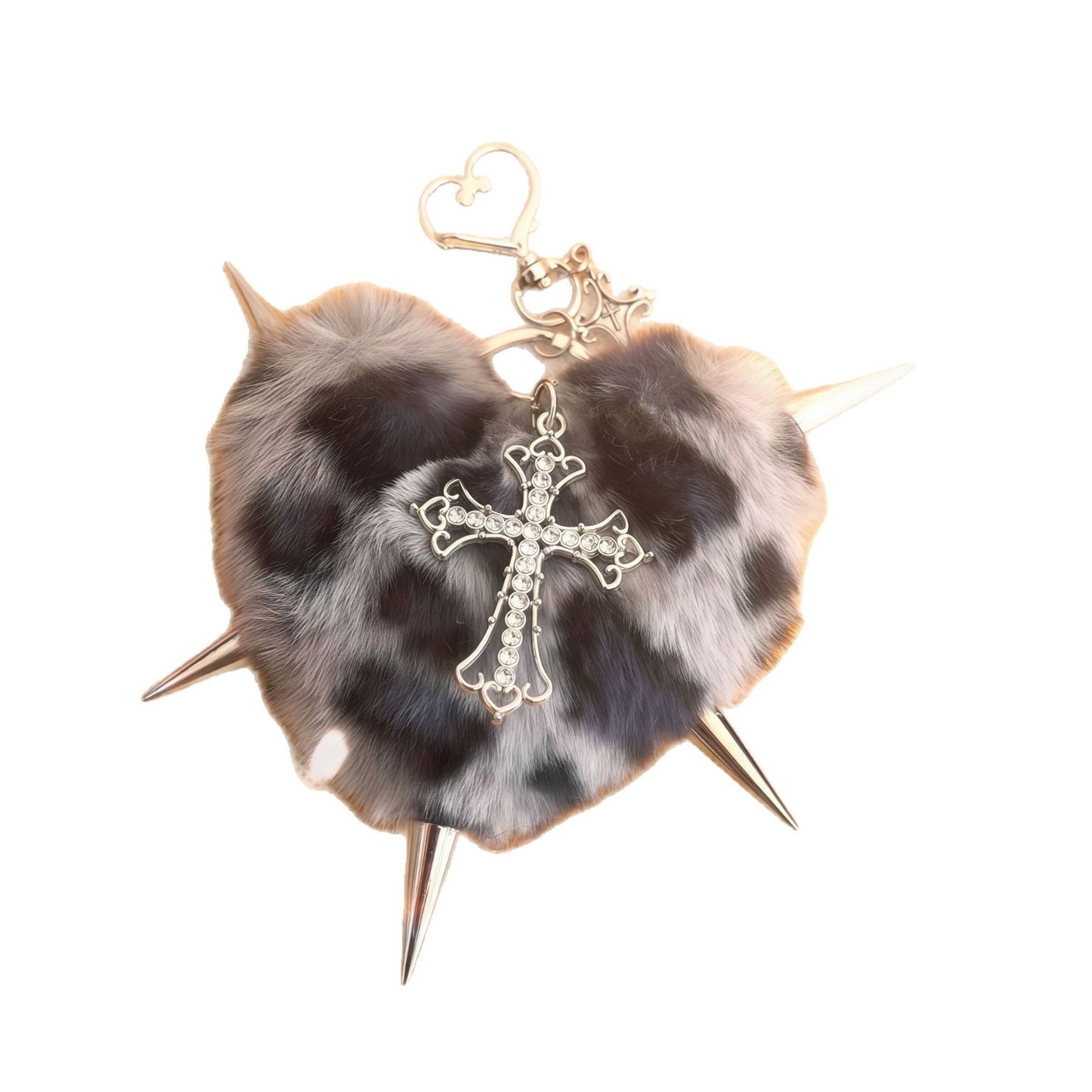 Punk Plush Heart Rivet Hair Clip