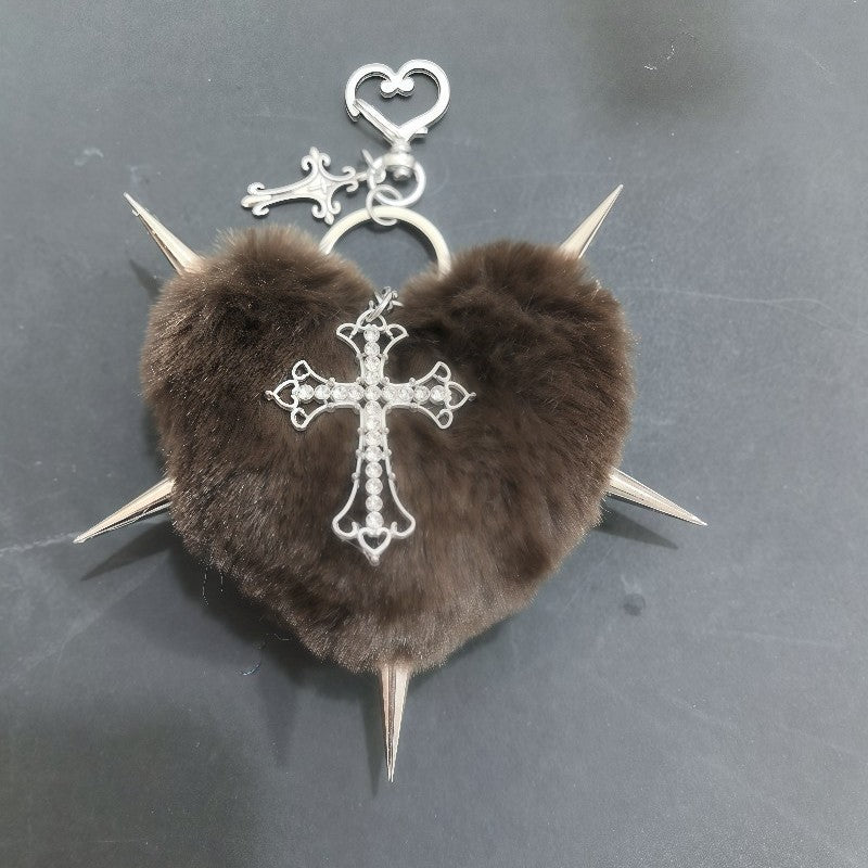 Punk Plush Heart Rivet Hair Clip