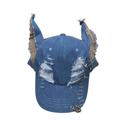Punk Rabbit Ear Baseball Cap with Chains