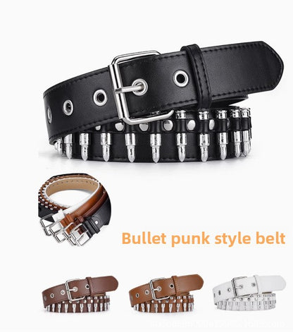 Punk Rivet Bullet Belt for Jeans