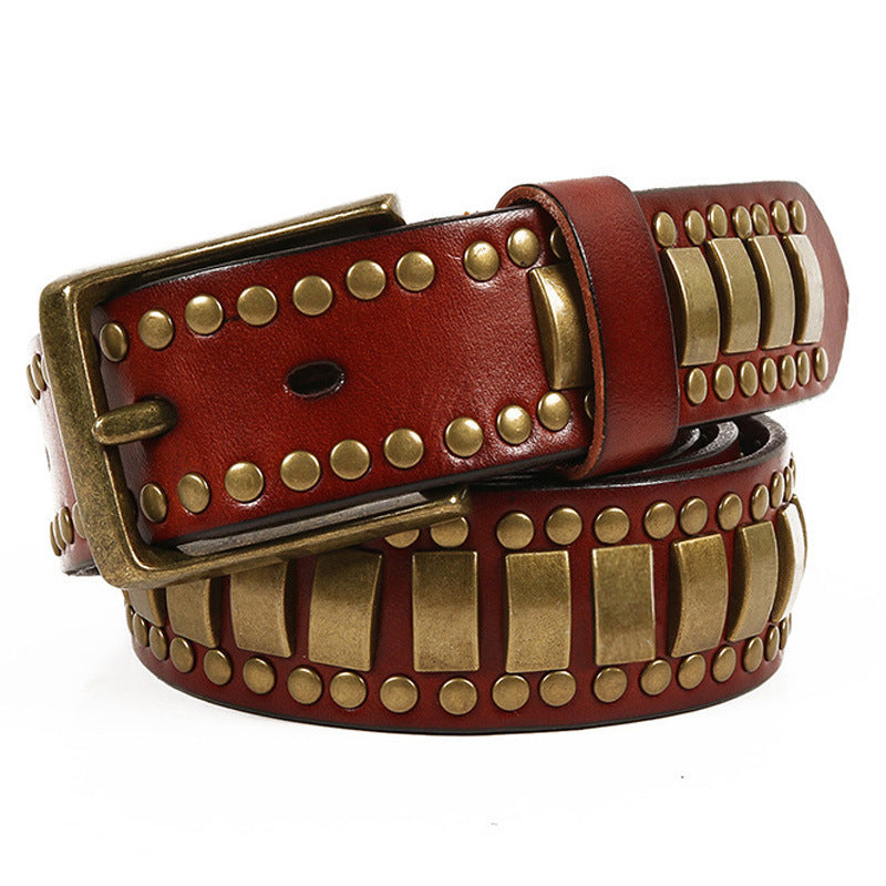 Punk Rivet Cowhide Pin Buckle Belt