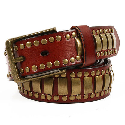 Punk Rivet Cowhide Pin Buckle Belt
