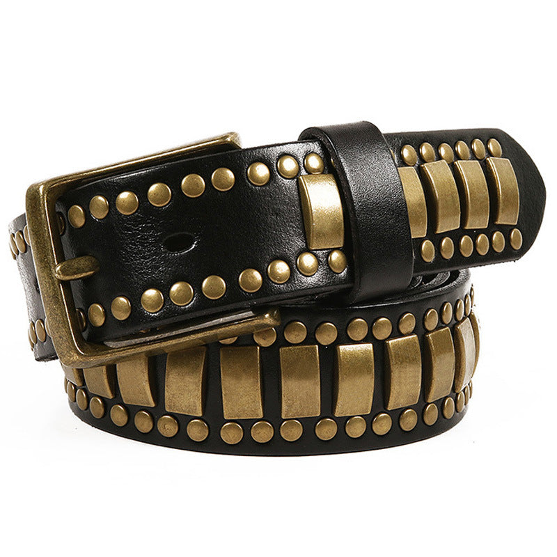 Punk Rivet Cowhide Pin Buckle Belt
