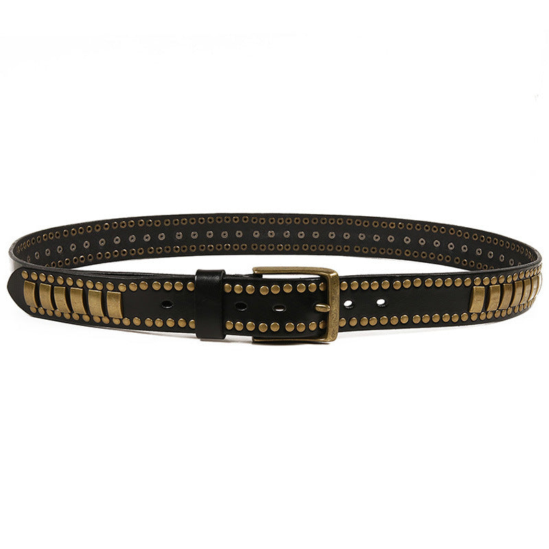 Punk Rivet Cowhide Pin Buckle Belt