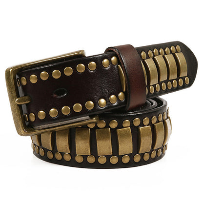 Punk Rivet Cowhide Pin Buckle Belt
