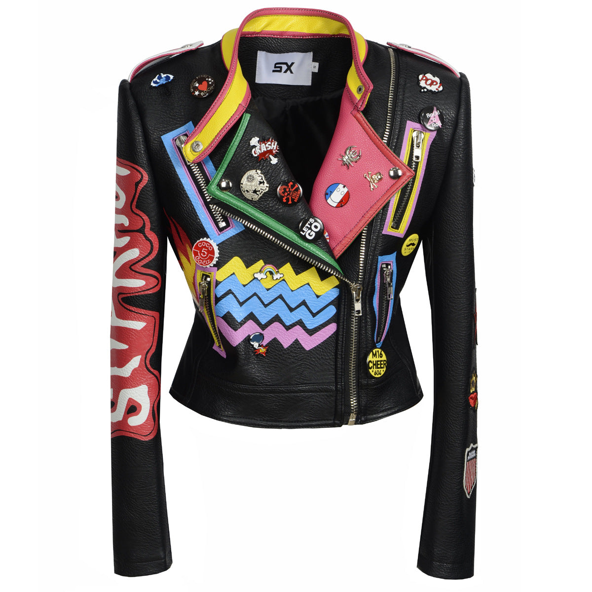 Punk Rock Fashion Leather Jacket for Women