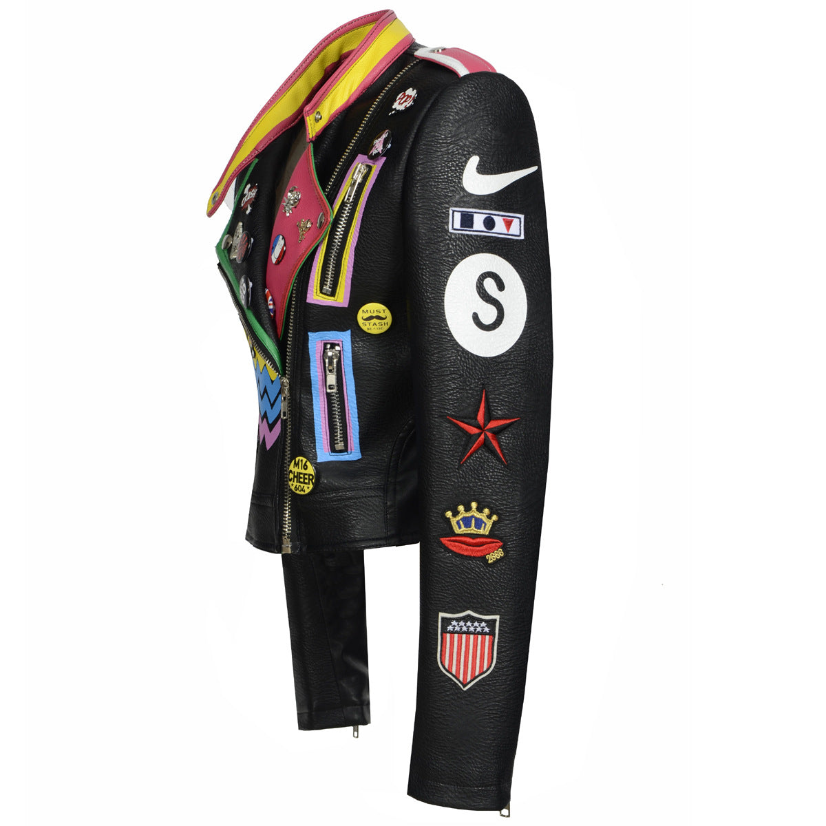 Punk Rock Fashion Leather Jacket for Women