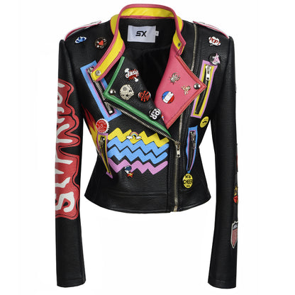 Punk Rock Fashion Leather Jacket for Women