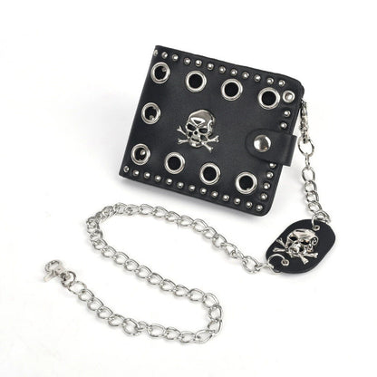 Punk Rock Skull Print PU Leather Wallet with Chain