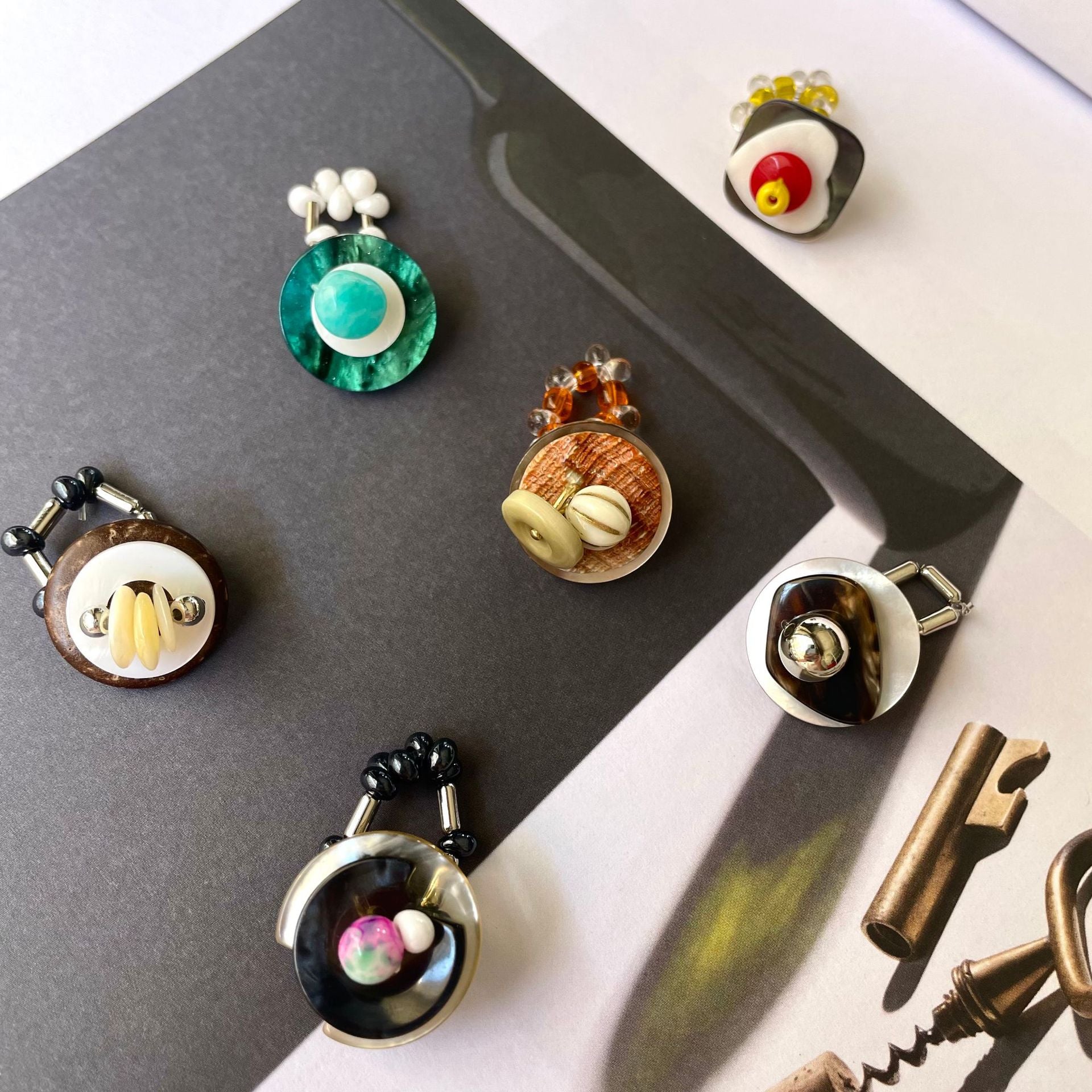 Punk Style Adjustable Stone Bead Ring