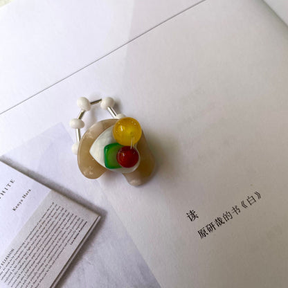 Punk Style Adjustable Stone Bead Ring