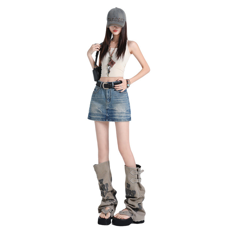 Punk Style Denim Skirt