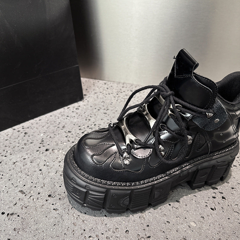 Punk-style platform wedge heels