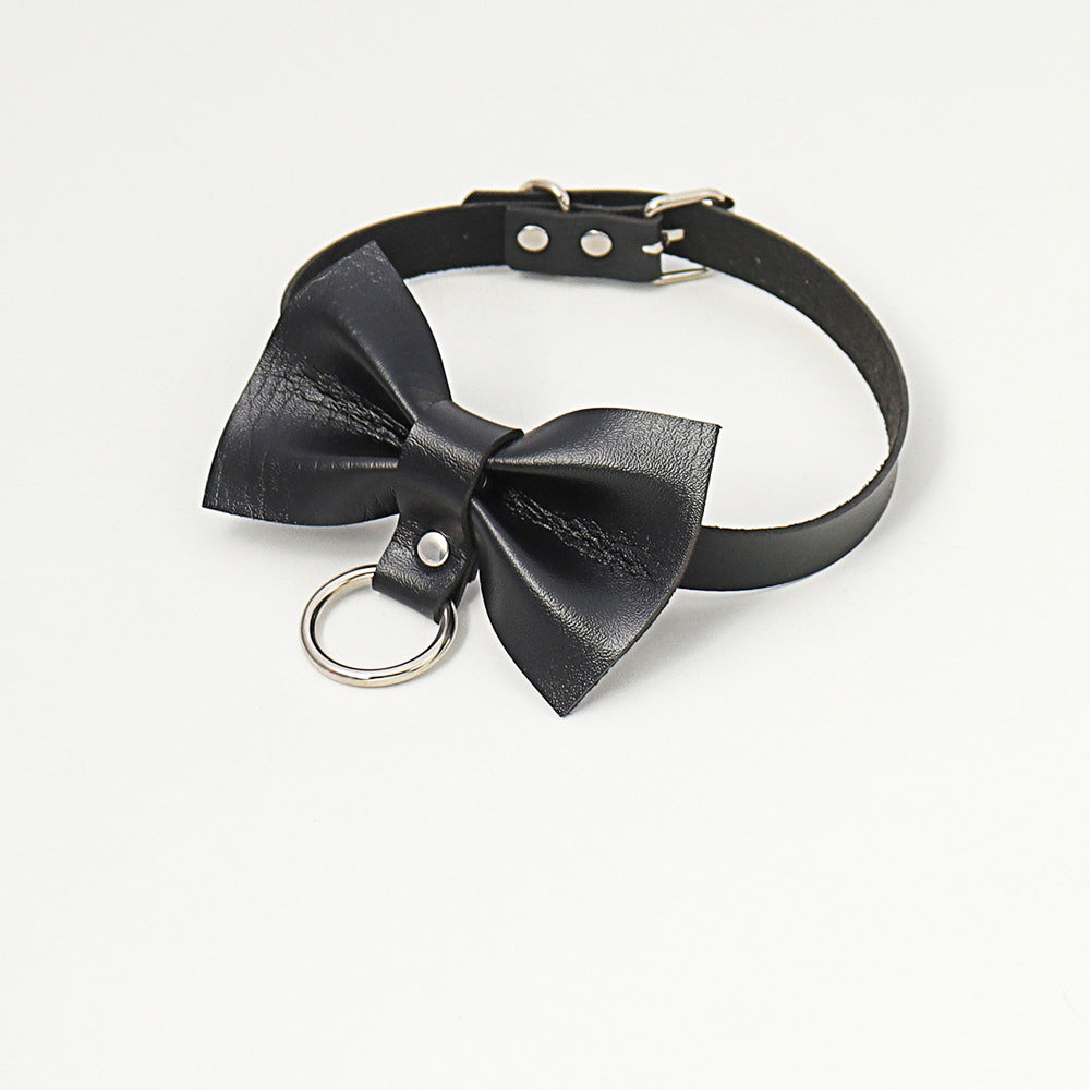 Punk Style PU Leather Bow Tie Choker Necklace