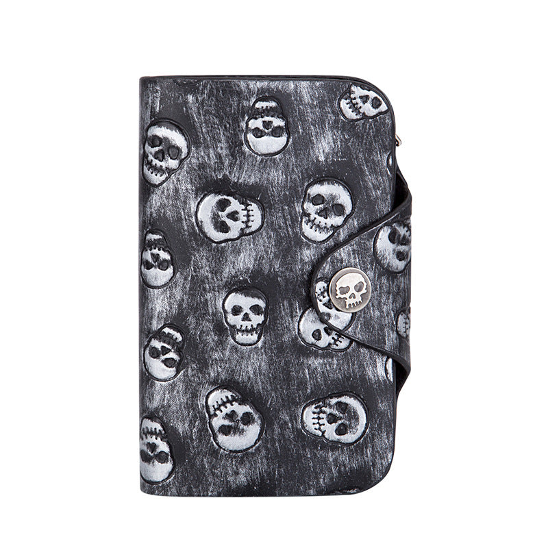 Punk Style Skull PU Leather Wallet with Anti-Theft Chain
