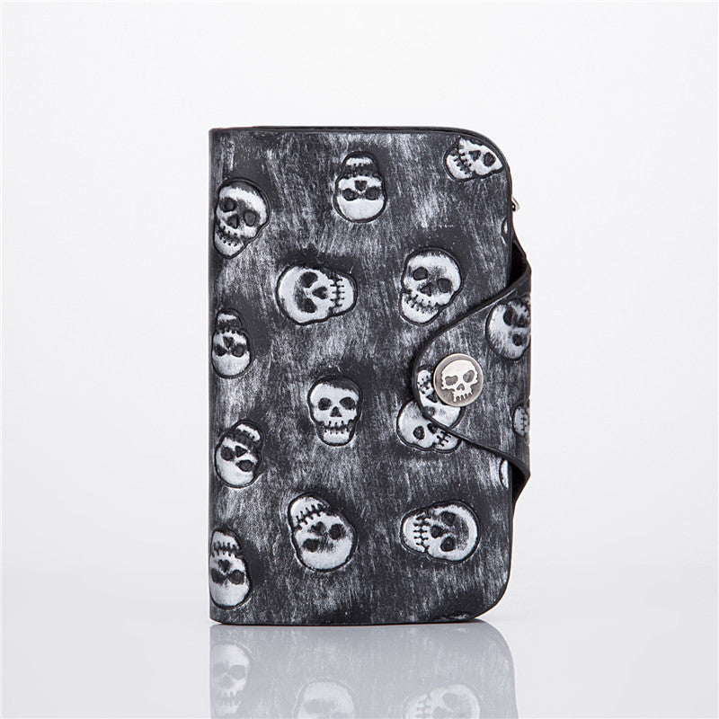 Punk Style Skull PU Leather Wallet with Anti-Theft Chain
