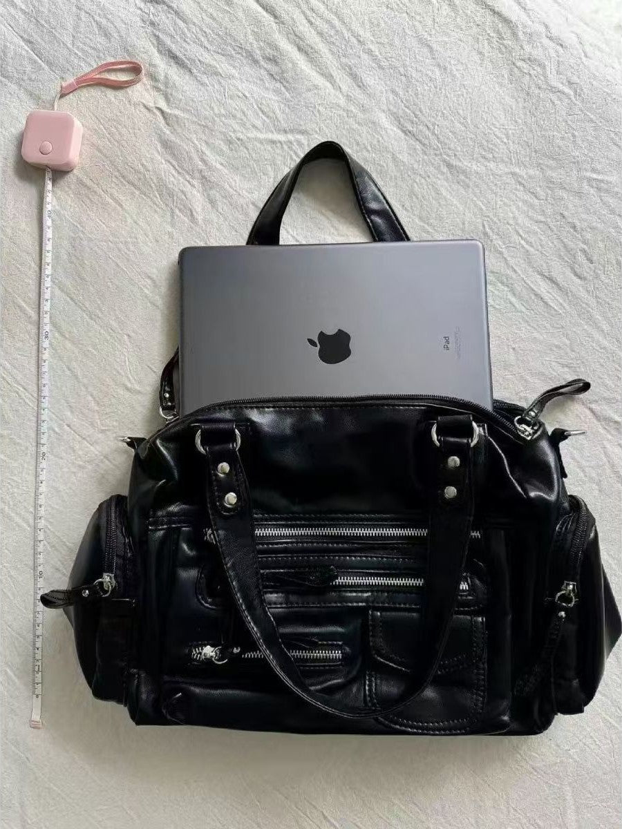 Punk-Style Versatile Shoulder Bag with Large Capacity