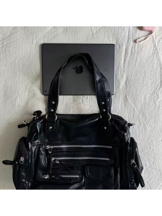 Punk-Style Versatile Shoulder Bag with Large Capacity