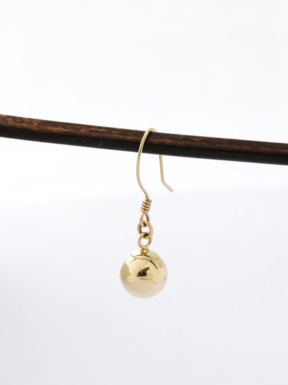 Pure 10K Gold Ball Hook Earrings with Cubic Zirconia