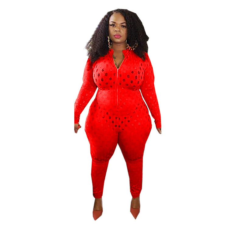 Pure color perforated one-piece pants for fitness training