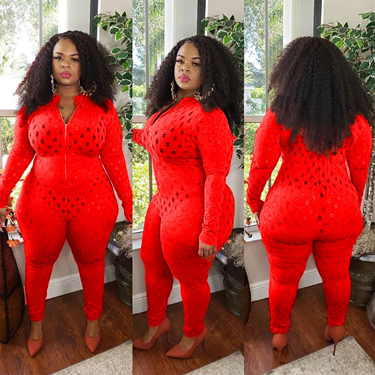 Pure color perforated one-piece pants for fitness training