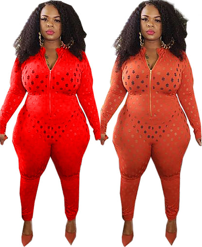 Pure color perforated one-piece pants for fitness training