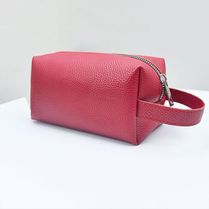 Pure Color PU Cosmetic Bag Waterproof Portable Storage