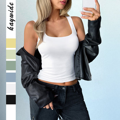 Pure Color Summer T-Shirt Vest Women's Clothing