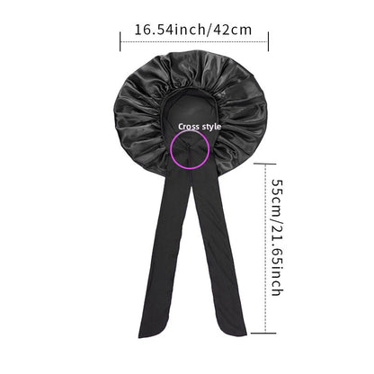 Pure color synthetic silk nightcap with ribbons